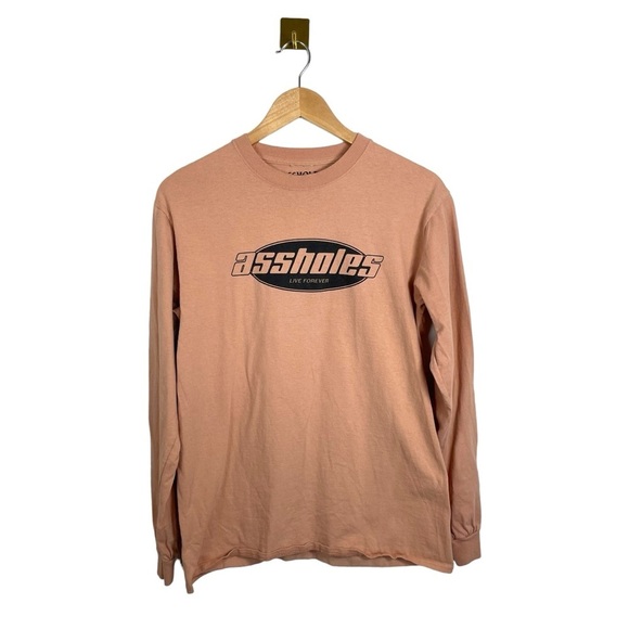 Assholes Live Forever Unisex Long Sleeve Logo Tee in Pink/Black Size M - Picture 1 of 6